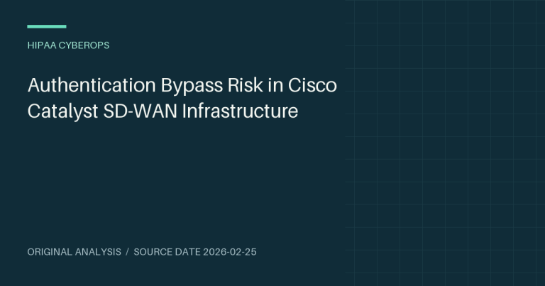 Authentication Bypass Risk in Cisco Catalyst SD-WAN Infrastructure