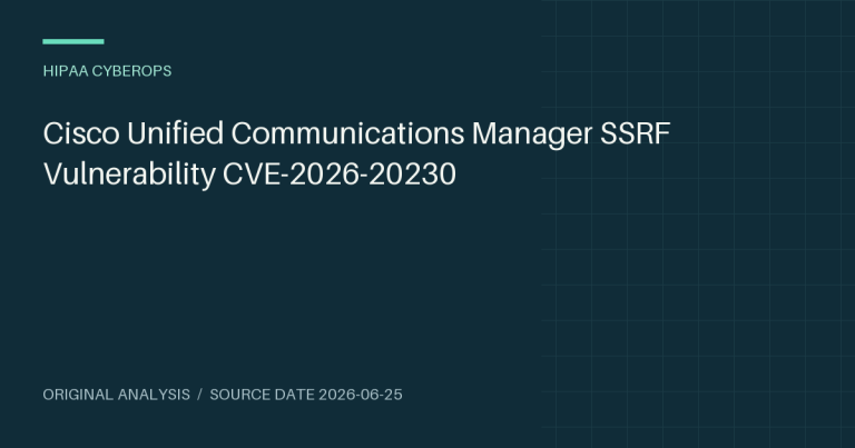 Cisco Unified Communications Manager SSRF Vulnerability CVE-2026-20230