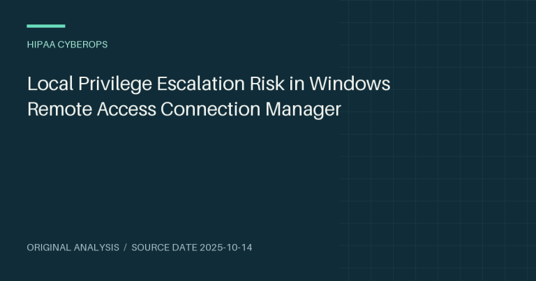 Local Privilege Escalation Risk in Windows Remote Access Connection Manager