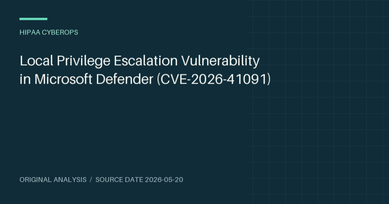 Local Privilege Escalation Vulnerability in Microsoft Defender (CVE-2026-41091)