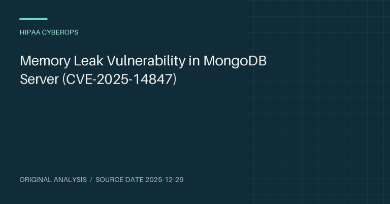 Memory Leak Vulnerability in MongoDB Server (CVE-2025-14847)