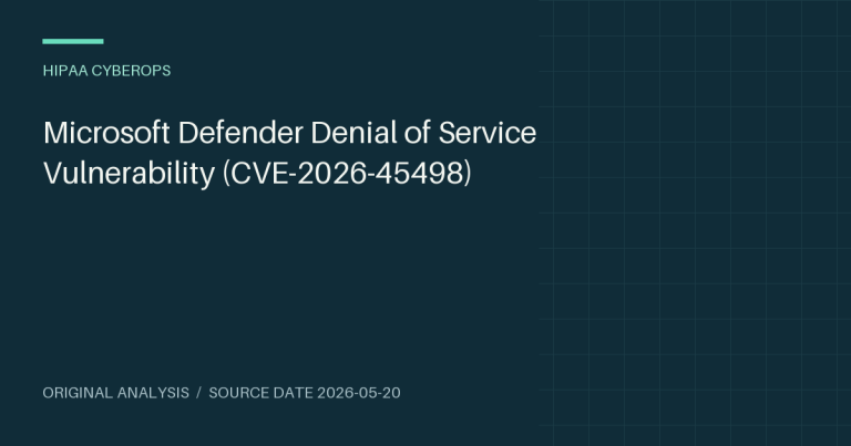 Microsoft Defender Denial of Service Vulnerability (CVE-2026-45498)