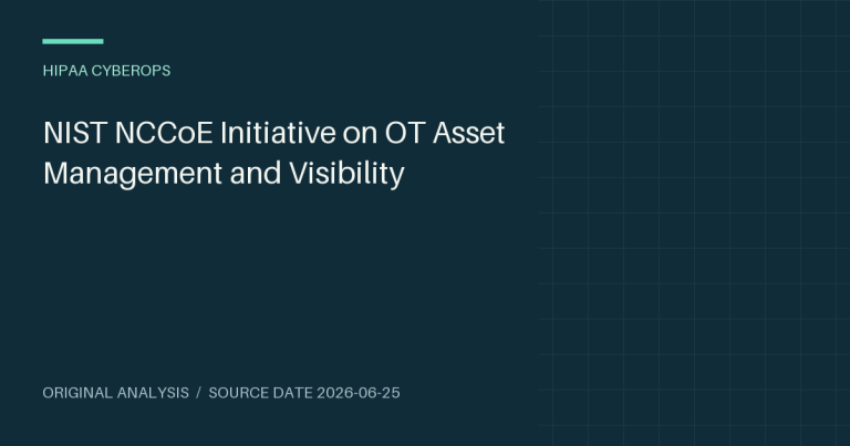 NIST NCCoE Initiative on OT Asset Management and Visibility