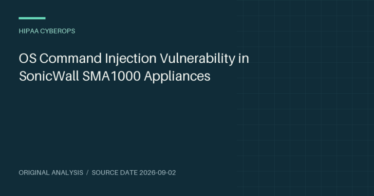 OS Command Injection Vulnerability in SonicWall SMA1000 Appliances