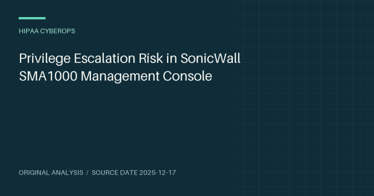 Privilege Escalation Risk in SonicWall SMA1000 Management Console