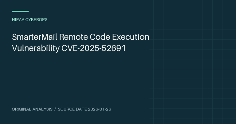 SmarterMail Remote Code Execution Vulnerability CVE-2025-52691