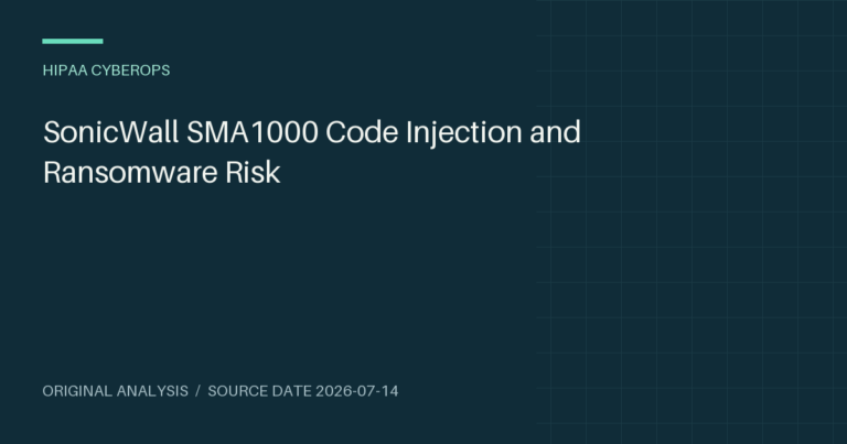 SonicWall SMA1000 Code Injection and Ransomware Risk