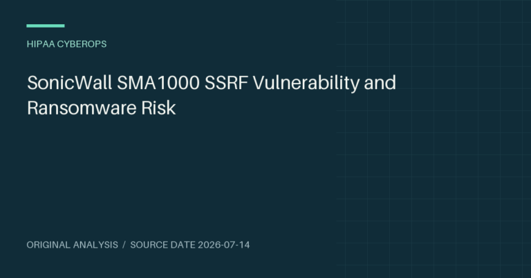 SonicWall SMA1000 SSRF Vulnerability and Ransomware Risk