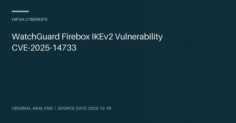 WatchGuard Firebox IKEv2 Vulnerability CVE-2025-14733