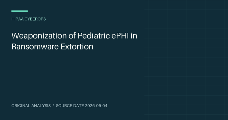 Weaponization of Pediatric ePHI in Ransomware Extortion