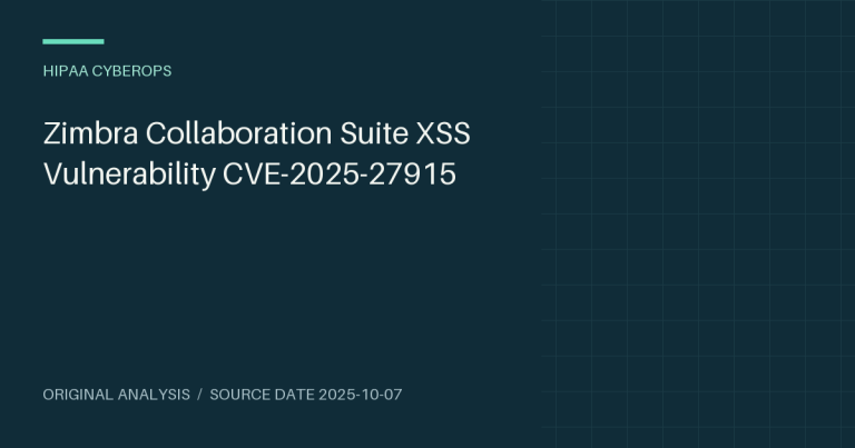 Zimbra Collaboration Suite XSS Vulnerability CVE-2025-27915