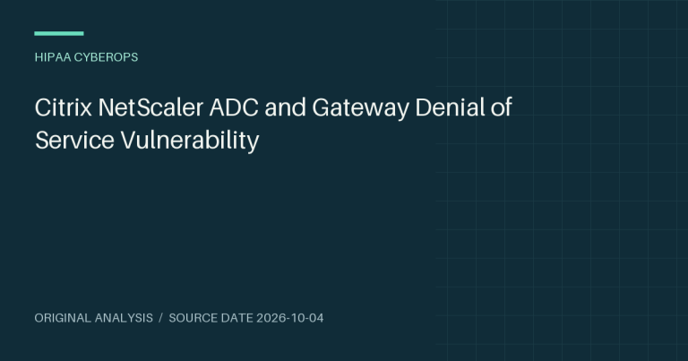 Citrix NetScaler ADC and Gateway Denial of Service Vulnerability