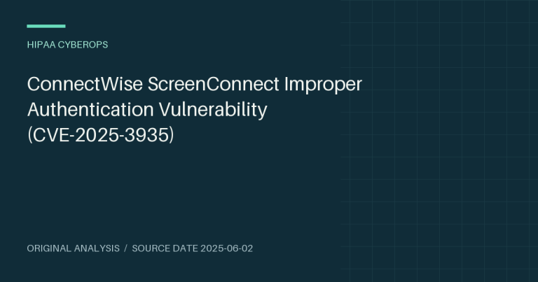ConnectWise ScreenConnect Improper Authentication Vulnerability (CVE-2025-3935)