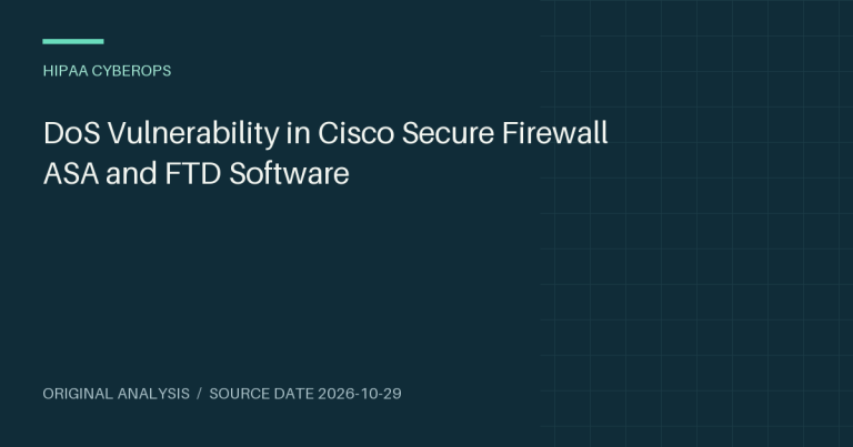 DoS Vulnerability in Cisco Secure Firewall ASA and FTD Software