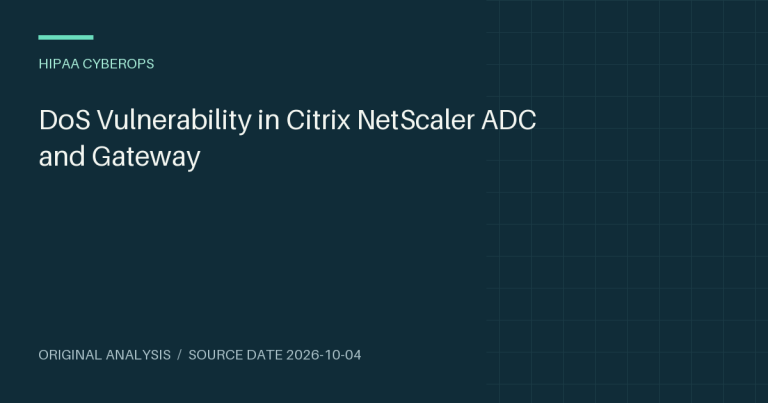 DoS Vulnerability in Citrix NetScaler ADC and Gateway