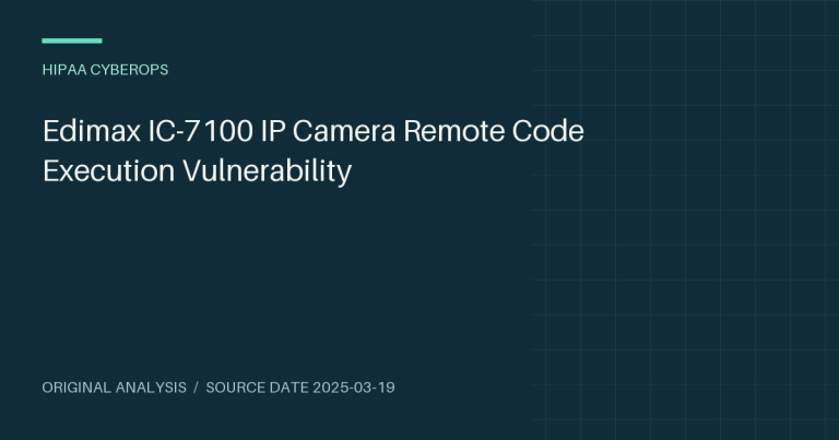 Edimax IC-7100 IP Camera Remote Code Execution Vulnerability