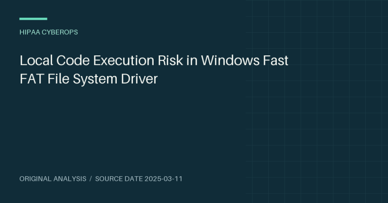 Local Code Execution Risk in Windows Fast FAT File System Driver