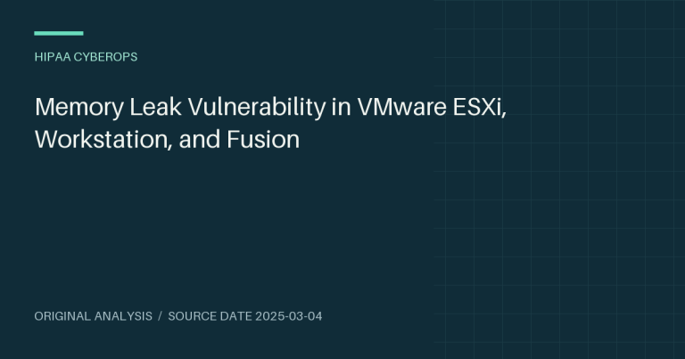 Memory Leak Vulnerability in VMware ESXi, Workstation, and Fusion