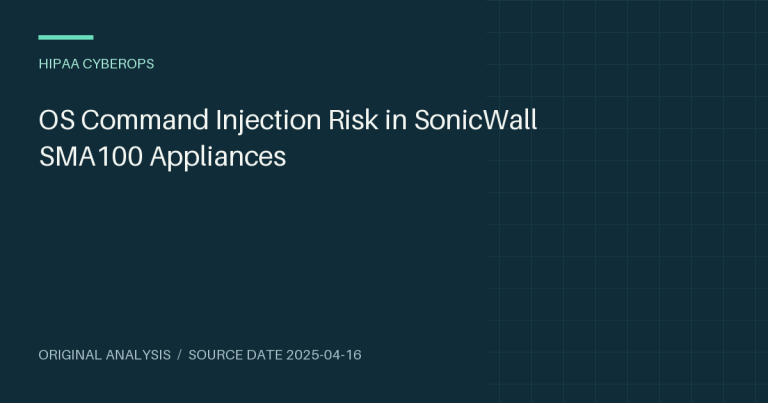 OS Command Injection Risk in SonicWall SMA100 Appliances
