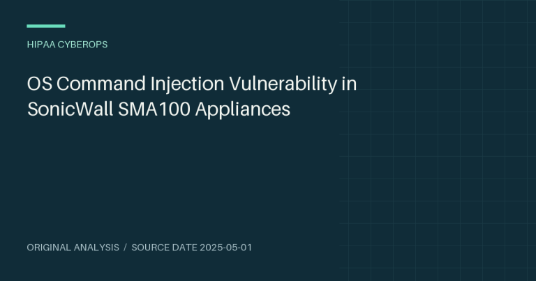 OS Command Injection Vulnerability in SonicWall SMA100 Appliances
