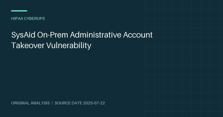 SysAid On-Prem Administrative Account Takeover Vulnerability