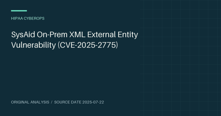 SysAid On-Prem XML External Entity Vulnerability (CVE-2025-2775)