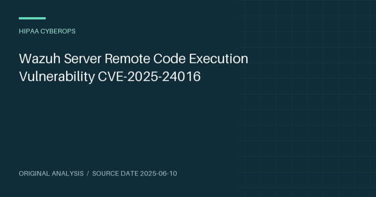 Wazuh Server Remote Code Execution Vulnerability CVE-2025-24016