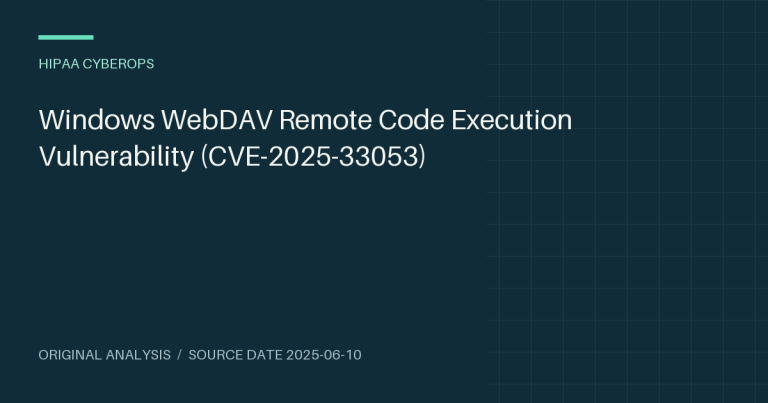 Windows WebDAV Remote Code Execution Vulnerability (CVE-2025-33053)